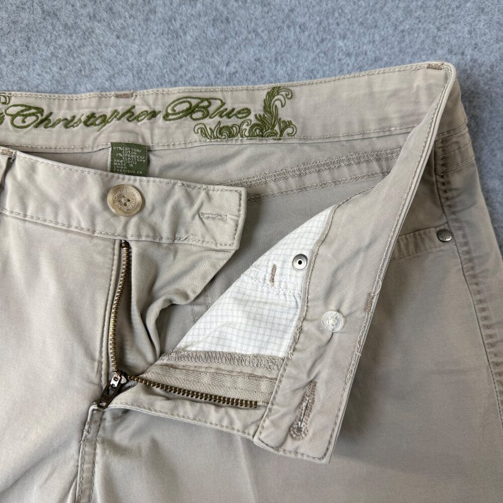 Christopher Blue‎ Womens Cropped Khaki Tan Pants Classic Casual Capri Size 10 - Picture 2 of 15
